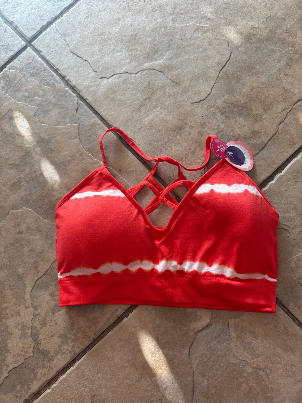 Orange Tie-Dye Strappy Bralette large NWT